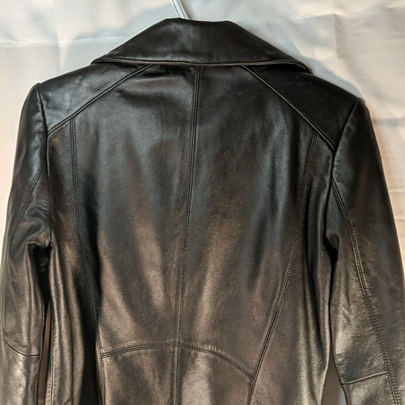 Pelle Studio Genuine Leather Black Jacket Coat Full zip collared Women's Small S - Picture 8 of 16